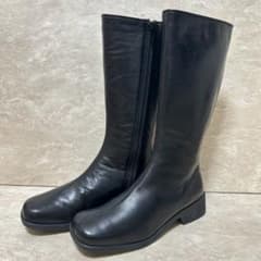 【美品】ecco ブーツ レザー 本革 サイドジップ スクエアトゥ