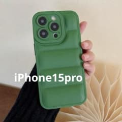 iPhone15pro 耐衝撃 シリコン ダウン型 スマホ ケース グリーンのサムネイル