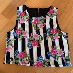 美品　ストライプ花柄ノースリーブ❤️のサムネイル