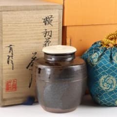 Y3338-1 茶道具 平安 笹田有祥造 模 初花肩衝茶入 共箱・仕覆 よ