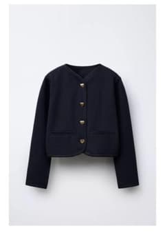 ハートボタン付きネイビージャケット　新品タグ付き　zara ザラキッズのサムネイル