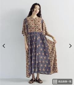 【新品未使用】MALAIKA　オリエンタルプリント袖フレアーワンピースのサムネイル
