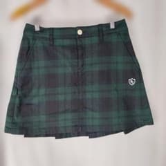 27-4 パーリーゲイツ スカート グリーン×ネイビー チェック レディース