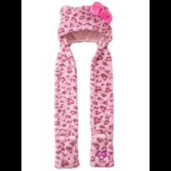 ユニバ キティ マフラーハット 豹柄 ファンキャップ 帽子 USJ ピンク