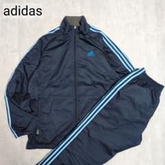 adidas　ウィンドブレーカー　ジャージ　セットアップ　ネイビー　運動　部活