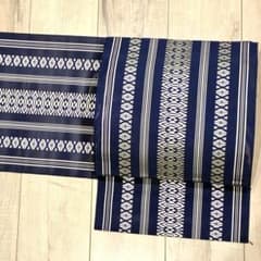 A*9様 夏物　博多織　紗献上　名古屋帯　正絹　中古　本場筑前　青　【mm383 夏物 博多織 紗献上 名古屋帯 正絹 中古 本場筑前 青 【mm383】 - メルカリ