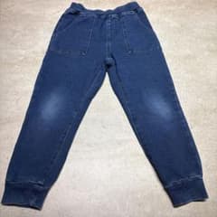 GU キッズ デニム風ジョガーパンツ 120 ブルー 裾リブのサムネイル
