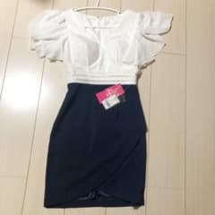 未使用品 Jewels キャバドレス ミニドレス ネイビー Sサイズ 白レースのサムネイル