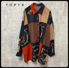 Topys 총 무늬 셔츠 아트 무늬 레트로 일본제 개성파