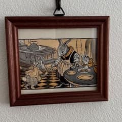 ⭐️ 100年前の本 うさぎたちの挿絵 額装 おやつですよ⭐️のサムネイル