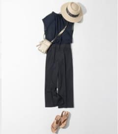 PLST　リネンブレンド　ワイドパンツ　黒のサムネイル