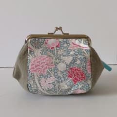 ハンドメイド ウィリアムモリス 花柄 がま口ポーチのサムネイル