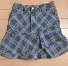 チェック柄 デニム ミニスカート フリルのサムネイル