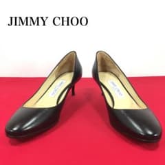 極美品☆ジミーチュウ　ブラック　レザー　アーモンドトゥ　ピンヒール　㊲のサムネイル
