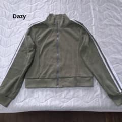 dazy ジャージ　サイドライン ジップアップ スウェット　カーキ　L