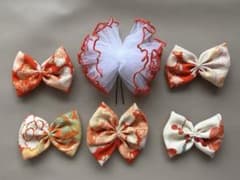 549》七五三 髪飾り ヘッドドレス 着物リメイク オレンジ アンティーク