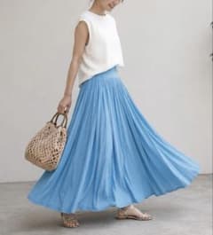未使用級】❤️three dots ジャージーコレット ロングスカート ブルー