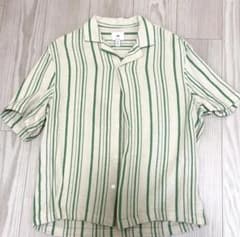 H＆M ストライプ 半袖 シャツ グリーンのサムネイル