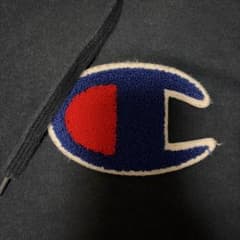 ​【Champion】厚手 ビッグロゴ スウェット パーカー ネイビー L 古着のサムネイル