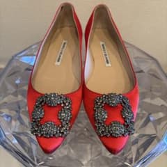 マノロブラニク HANGISI ハンギシ フラット 赤 36 バレエシューズ