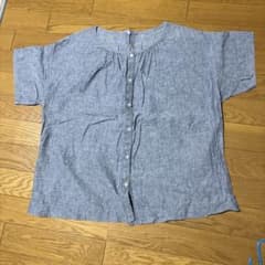 【無印良品】半袖 ブラウス ブルー サイズLのサムネイル