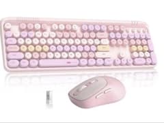 ワイヤレスキーボード マウスセット ピンク おしゃれのサムネイル