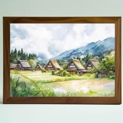 A4 日本の原風景に癒される ― 白川郷 合掌造り集落の四季を描いた水彩