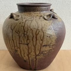 古備前 備前焼 四耳壺 玉垂れ胡麻 胴陶印 古備前 備前焼 四耳壺 玉垂れ胡麻 胴陶印 - メルカリ