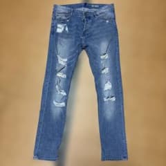 H&M DIVIDED スキニーデニムパンツ ダメージ加工のサムネイル
