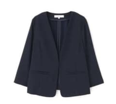 美品 ノーカラー七分袖ジャケット ナチュラルビューティーベーシック