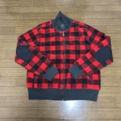 GAP ボアジャケット レッド×ブラック チェック柄 XLのサムネイル