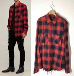 AMIRI 赤黒チェック 長袖シャツ - メルカリ
