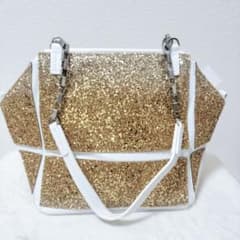 値下げ【TAE ASHIDA】ITBag折りたためるグリッター ゴールド バッグ