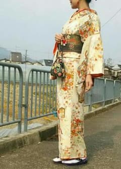 美品  正絹  友禅  御所車に季節の草花絢爛大人可愛い付け下げ小紋のサムネイル