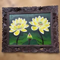 蓮の絵画 アジアン家具 木製彫刻フレーム - メルカリ