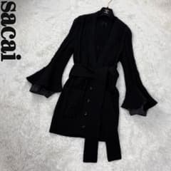 sacai サカイ ケーブルニット ベルト付 異素材 ベルスリーブ カーディガン sacai サカイ ケーブルニット ベルト付 異素材 ベルスリーブ