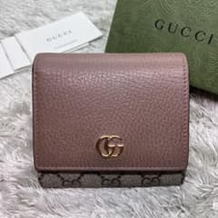 美品✨️グッチ　GUCCI 折り財布　マーモント　スプリーム　レザー　PVC 504✨極美品✨グッチ 折り財布 GGマーモント×GGスプリーム PVC×レザー
