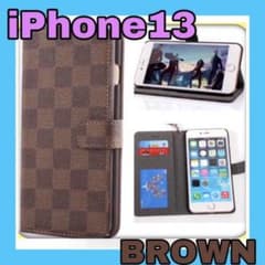 iphone13 アイフォンケース   ブラウン 動画視聴 スタンド機能付きのサムネイル