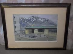 真作 水彩 垣内謙晴 片町線 往道駅 一点物 額装 駅舎の風景画 - メルカリ