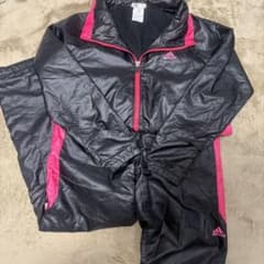 adidas 黒/ピンク ジャージ上下セットのサムネイル