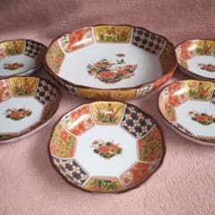 有田焼 仁祥窯 花柄 食器 セット 6点 古伊万里 金彩 和合揃 大皿 小皿