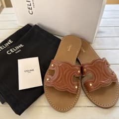 【美品】CELINE トリオンフ サンダル ミュール ブラウン 35