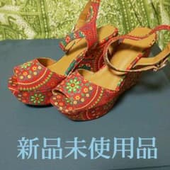 【わらし様専用】サンダル エスニック 柄 ウェッジソール size Mのサムネイル