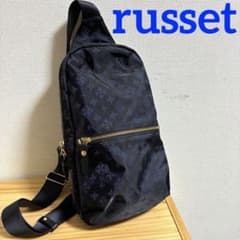 保管品 russet ボディバッグ ウエストポーチ ネイビーモノグラム総柄