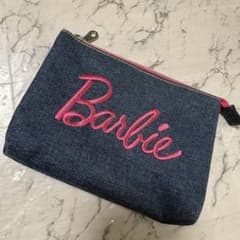 《値下げ‎♡‧₊˚》Barbie デニム ポーチ ピンク刺繍のサムネイル