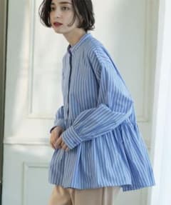 OPAQUE.CLIPオペーク✴︎美人百花掲載バンドカラーペプラムシャツブラウスのサムネイル