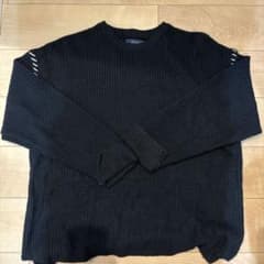 リブ編み黒ニットセーターのサムネイル