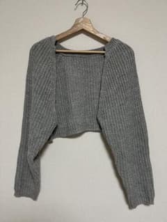 グレー ショート丈 ニットカーディガン ボレロのサムネイル