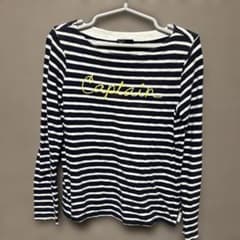 GAP 長袖Tシャツ ボーダー Captain刺繍 ネイビー Mのサムネイル