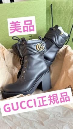 GUCCIグッチ/ショートブーツ　レザー　ブラック　サイズ38 1/2のサムネイル